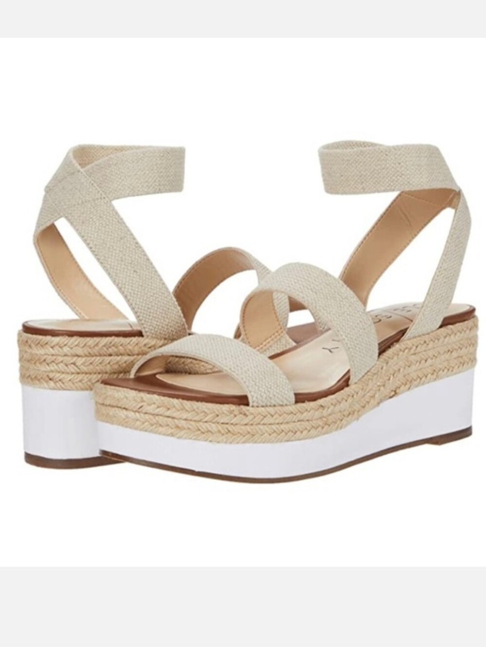 Sole Society Strappy Espedrille Woven Ankle-Strap Platform Sandals Natural 8.5